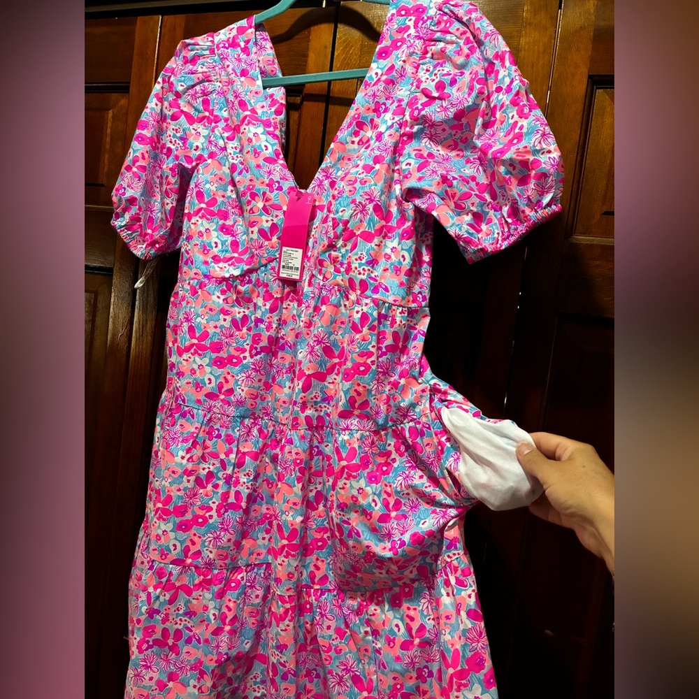 Lilly Pulitzer Aura Pink Baby Bloomer Nalani Short Sleeve Cotton Dress BNWT - Picture 5 of 8